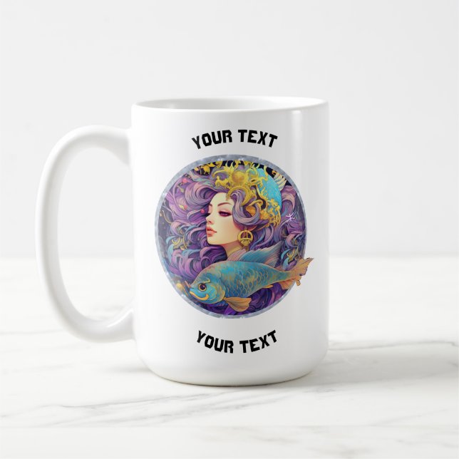 PERSONALIZED PISCES ZODIAC SIGN  COFFEE MUG (Left)