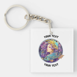 PERSONALIZED PISCES ZODIAC SIGN  KEY RING