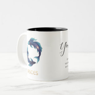 "Personalized Pisces Zodiac sign Name and traits Two-Tone Coffee Mug