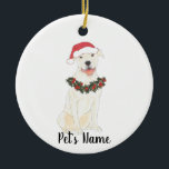 Personalized Pitbull Staffy (White) Ceramic Tree Decoration<br><div class="desc">Make the nice list this year with an ornament of your favorite pittie elf! For the sweetest gifts,  pair it with a matching art print or another item from my collection!</div>
