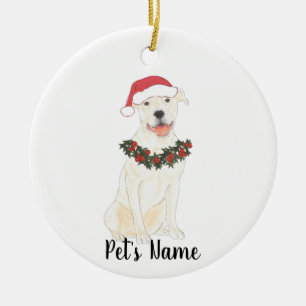 Personalized Pitbull Staffy (White) Ceramic Tree Decoration