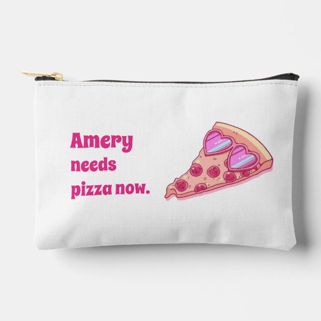 Personalized Pizza Lover Cute Girly Aesthetic  Accessory Pouch (Front)