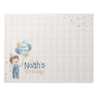 Personalized Placemat Boy Birthday Party Notepad