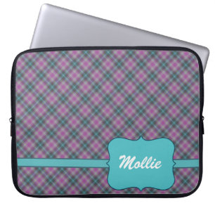 Personalized Plaid Ladies 15 inch Laptop Sleeve
