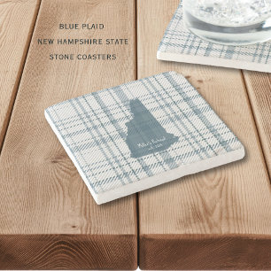 Personalized Plaid New Hampshire Granite State  Stone Coaster