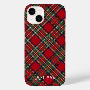 Personalized Plaid Red and Green Stewart Tartan Case-Mate iPhone 14 Case