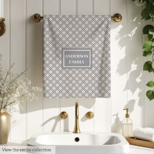 Personalized Plaid Towels Elegant Pastel Accent