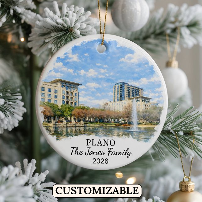 Personalized Plano Ornament, Custom Texas Ceramic Tree Decoration (Creator Uploaded)