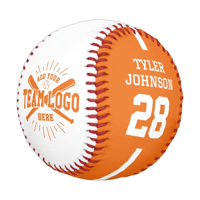 Personalized Player Team Logo Orange Baseball (Angled)