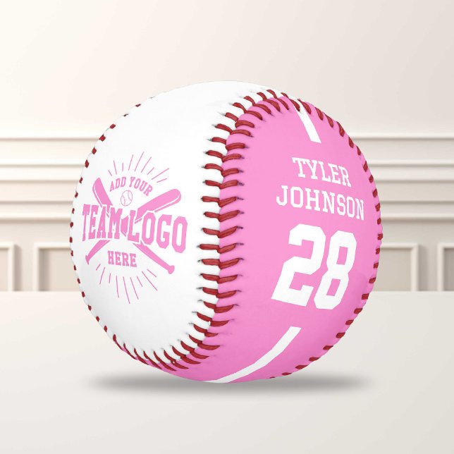 Personalized Player Team Logo Pink Baseball (Creator Uploaded)