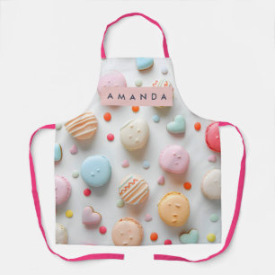 Personalized Playful Pastel Macaron & Candy Heart Apron