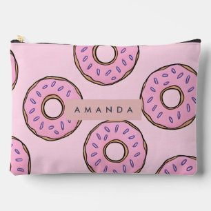 Personalized Playful Pastel Pink Donut Accessory Pouch