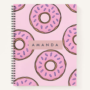 Personalized Playful Pastel Pink Donut  Notebook