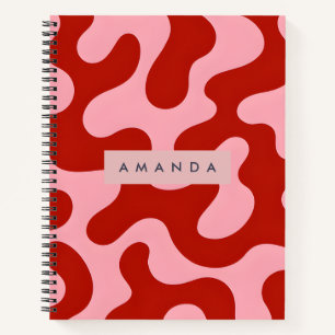 Personalized Playful Pink and Red Abstract Camo Notebook