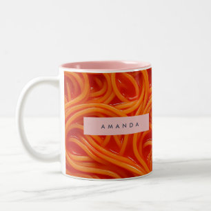 Personalized Playful Spaghetti in Tomato Sauce  Two-Tone Coffee Mug
