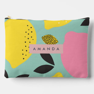 Personalized Playful Summer Modern Lemon Accessory Pouch