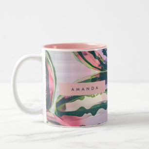 Personalized Playful Watermelon Stripe Two-Tone Coffee Mug