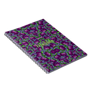 personalized PLUM spiral notebook fruit funky