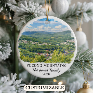 Personalized Pocono Mountains, Custom Pennsylvania Ceramic Tree Decoration