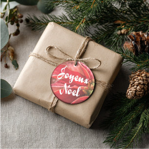 Personalized Poinsettia Joyeux Noel Ceramic Tree Decoration
