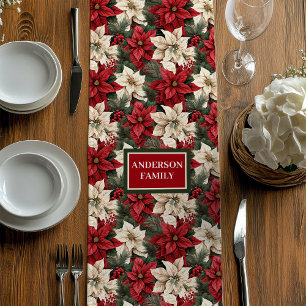 Personalized Poinsettia Runner Chic Holiday Table