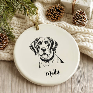 Personalized Pointer Dog Christmas Ceramic Tree Decoration