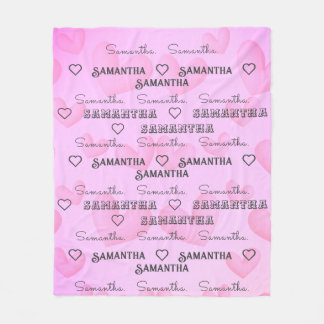 Personalized polar manta of hearts fleece blanket