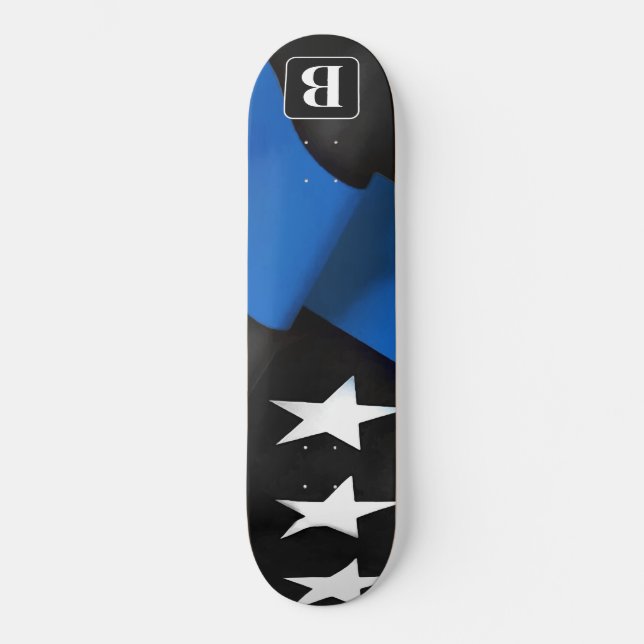 Personalized Police Flag Thin Blue Line  Skateboard (Front)
