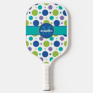 Personalized Polka Dot Lime, Purple, Teal, Blue Pickleball Paddle