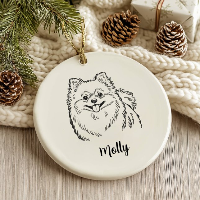 Personalized Pomeranian Dog Christmas Ceramic Tree Decoration (Creator Uploaded)