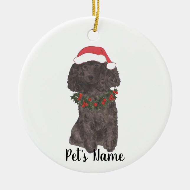 Personalized Poodle (Black) Ceramic Tree Decoration (Front)