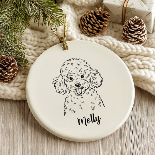 Personalized Poodle Dog Christmas Ceramic Tree Decoration (Creator Uploaded)