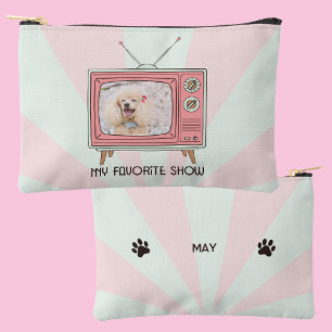 Personalized Poodle Retro TV Pastel Dog Mom Photo Accessory Pouch