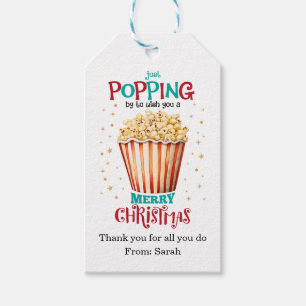 Personalized Popcorn Teacher Christmas Gift Tag