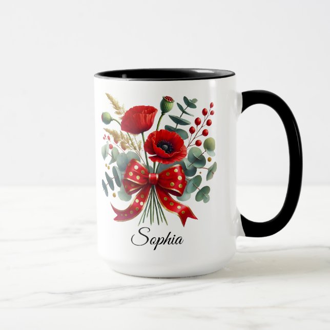 Personalized Poppy Flower Name Mug Gift (Right)