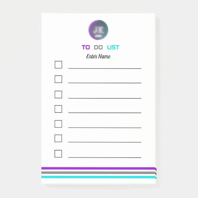 Personalized Post-it Notes To Do List 2021 JK Logo (Front)