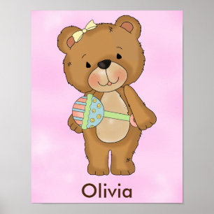 Personalized Poster Baby Girl Teddy Bear