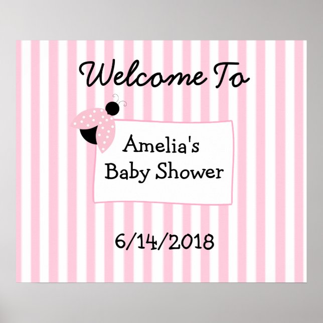 Personalized Poster  Pink Ladybug Poster Banner (Front)