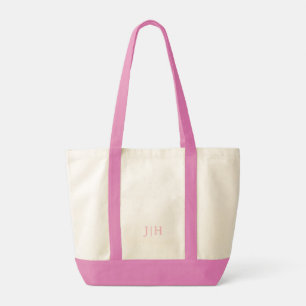 Personalized Preppy Pink Monogram Tote Bag