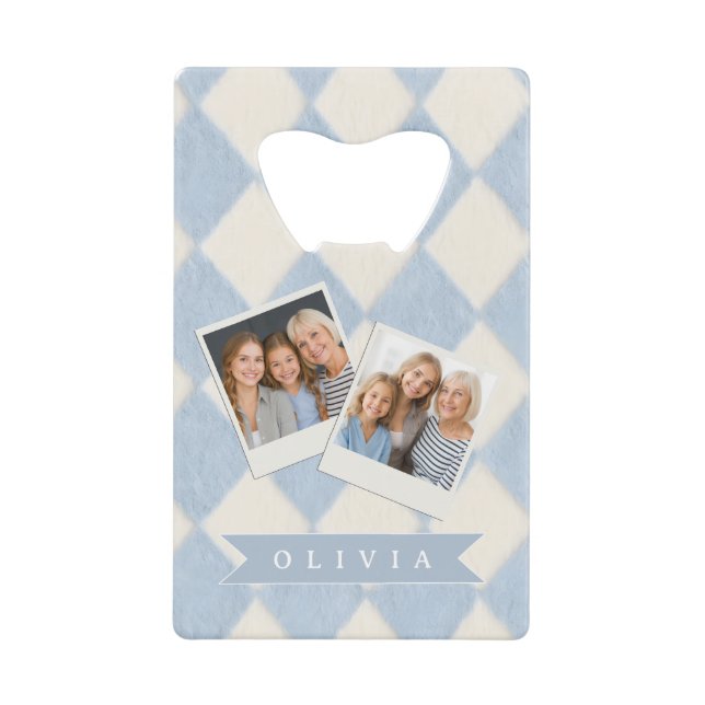 Personalized Preppy Soft Blue Fuzzy Argyle Name (Front)