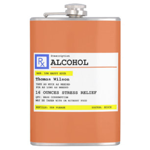 Personalized Prescription Humorous Alcohol     Hip Flask