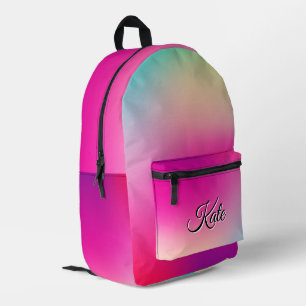Personalized Pretty Colorful Modern Girly Rainbow  Printed Backpack