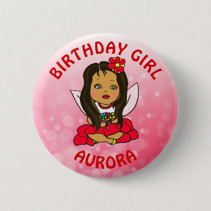 Personalized Pretty Fairy Birthday Girl 6 Cm Round Badge