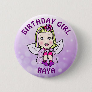 Personalized Pretty Fairy Birthday Girl 6 Cm Round Badge