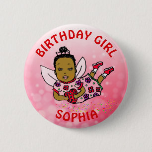 Personalized Pretty Fairy Birthday Girl 6 Cm Round Badge