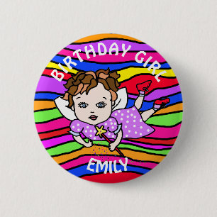 Personalized Pretty Purple Fairy Birthday Girl 6 Cm Round Badge