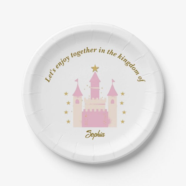 "Personalized Princess and Castle Plates | Magical (Front)