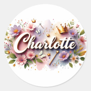 Personalized  Princess Floral Name Stickers 