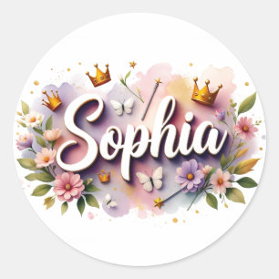 Personalized Princess Floral Name Stickers