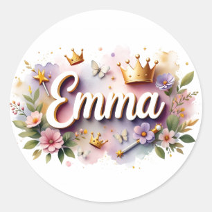 Personalized  Princess Floral Name Stickers 